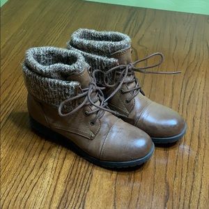 Brown lace up booties size 8 1/2 women